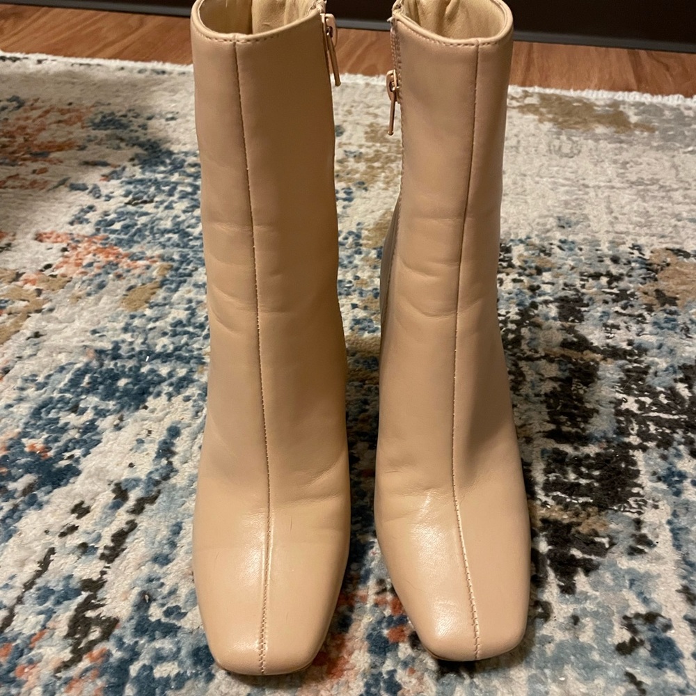 Nude square toe mid shaft boots!